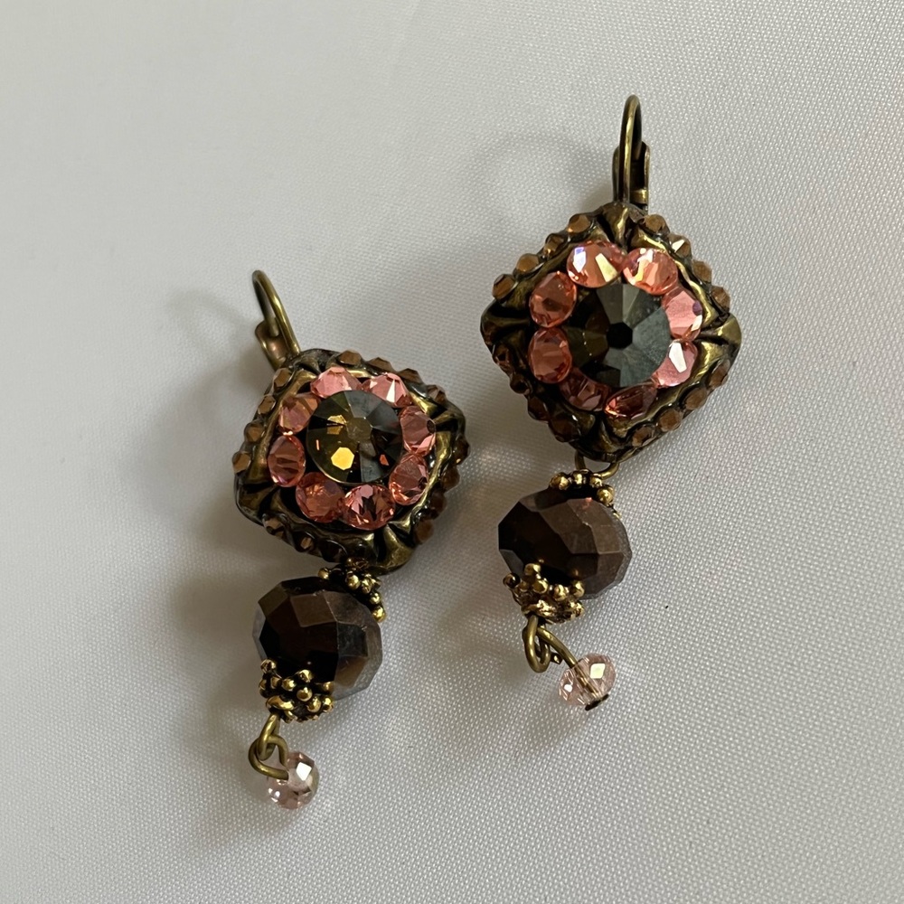 Bronze + Pink Leverback Earrings